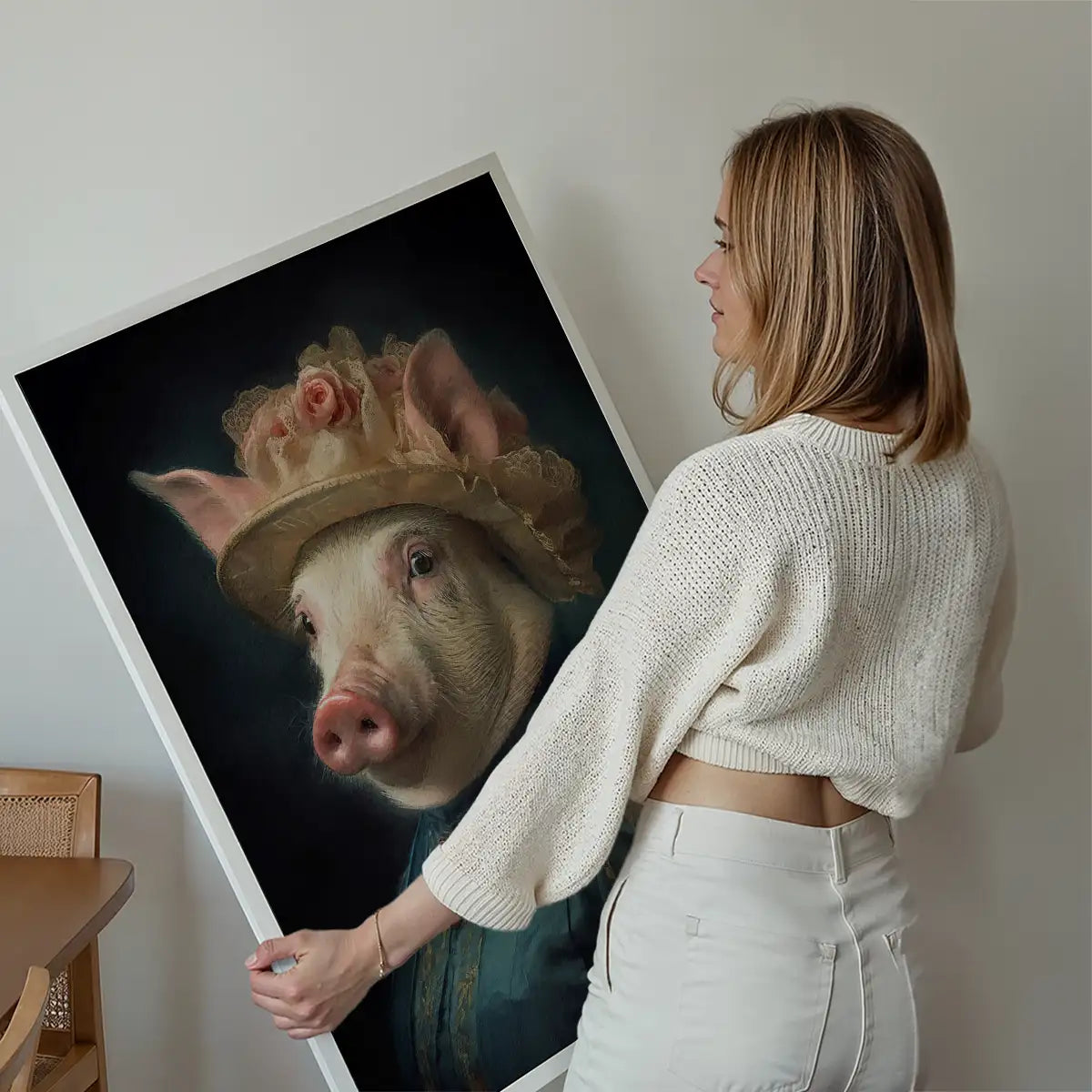 Pig Lady Animal Portrait Print