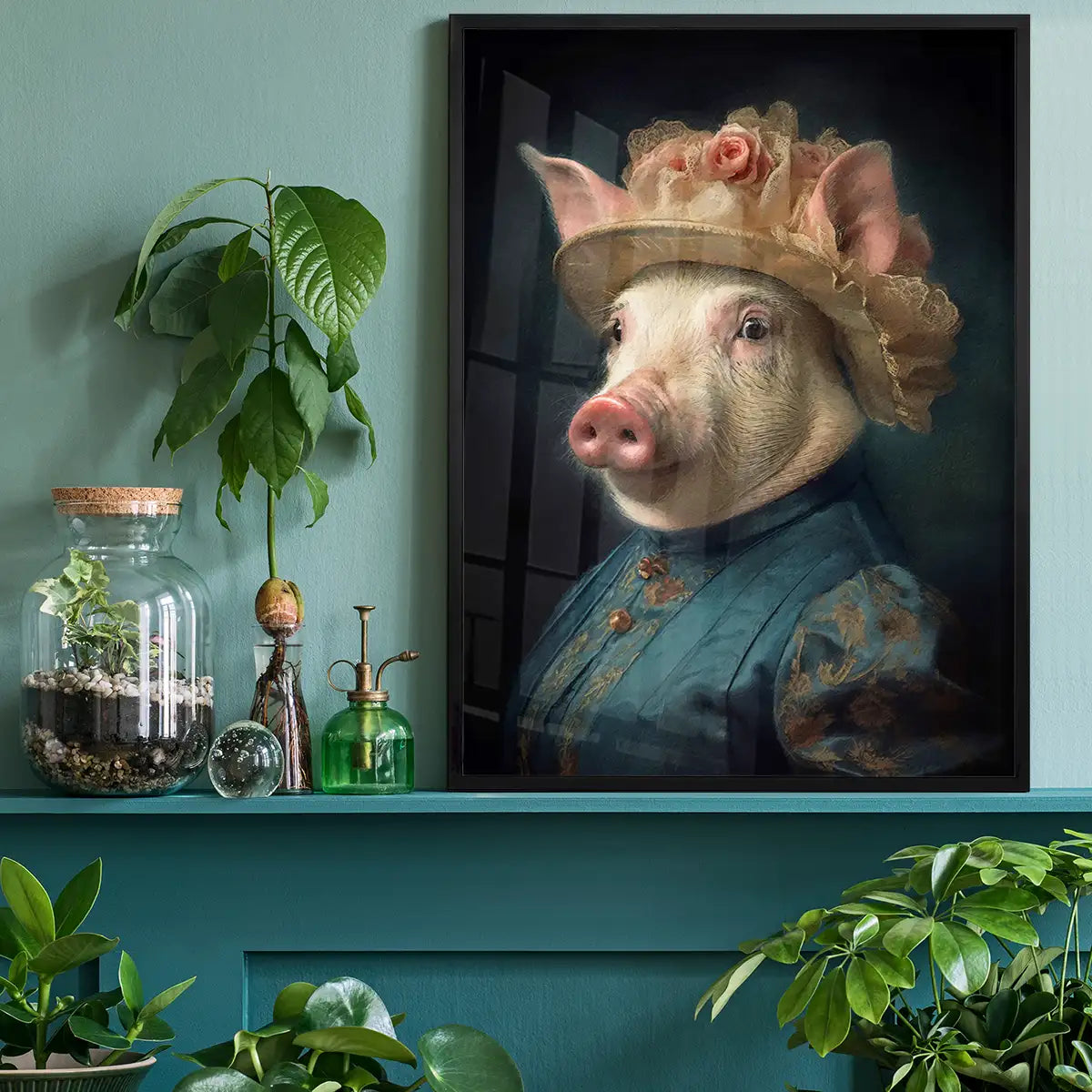 Pig Lady Animal Portrait Print