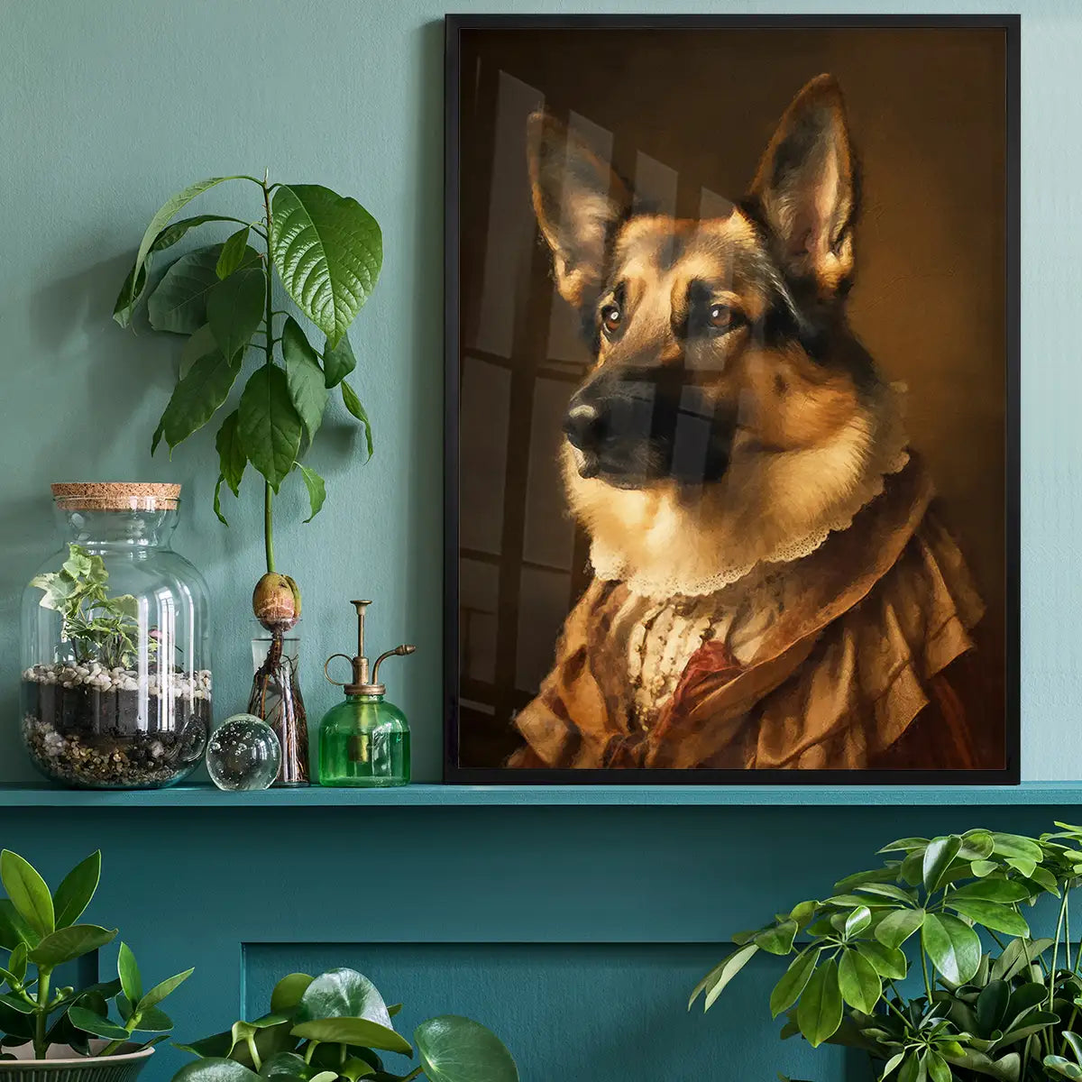German Shepherd Alsatian Dog Portrait Print