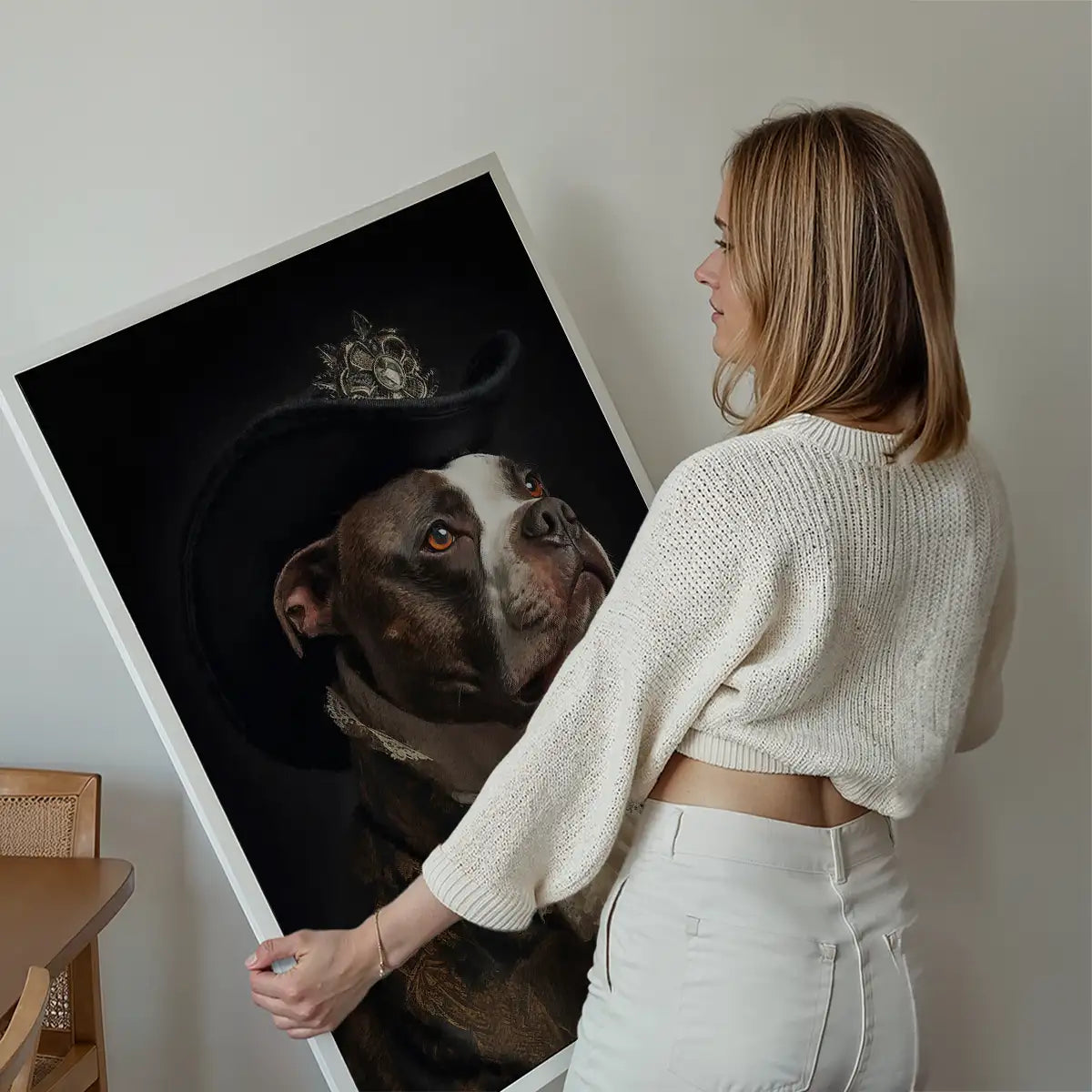 Staffordshire Bull Terrier Staffy With Hat Dog Portrait Print