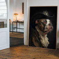 Staffordshire Bull Terrier Staffy With Hat Dog Portrait Print