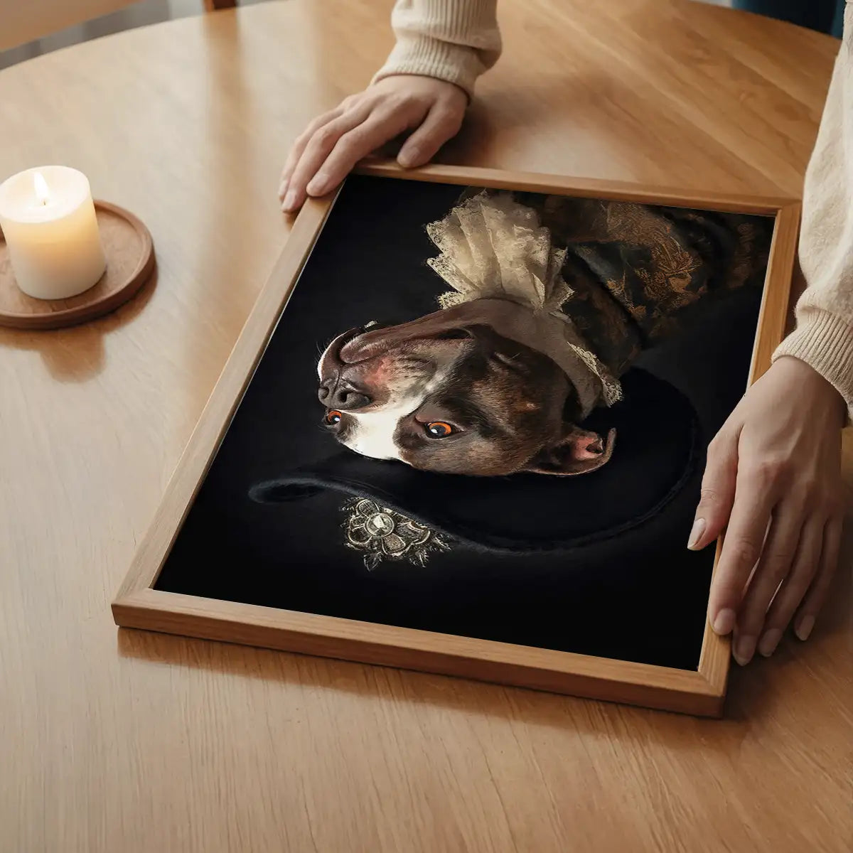 Staffordshire Bull Terrier Staffy With Hat Dog Portrait Print