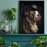 Staffordshire Bull Terrier Staffy With Hat Dog Portrait Print