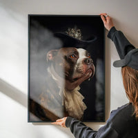 Staffordshire Bull Terrier Staffy With Hat Dog Portrait Print