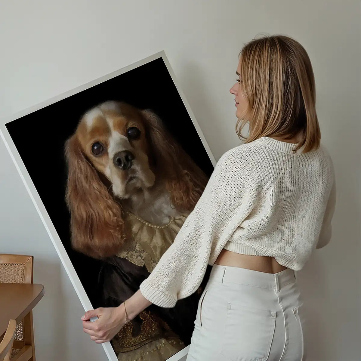 Tan & White Cocker Spaniel Dog Portrait Print