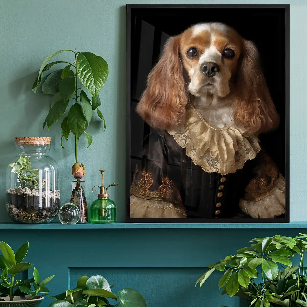Tan & White Cocker Spaniel Dog Portrait Print