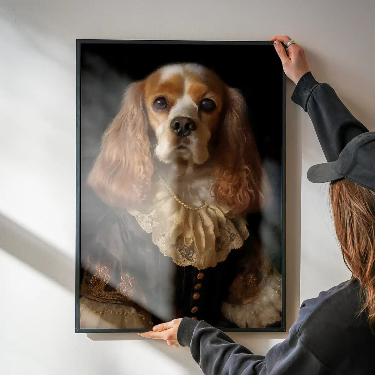 Tan & White Cocker Spaniel Dog Portrait Print