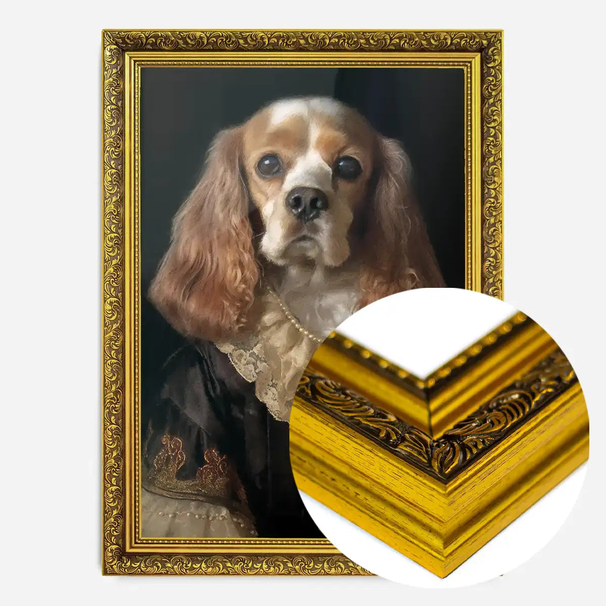 Tan & White Cocker Spaniel Dog Portrait Print