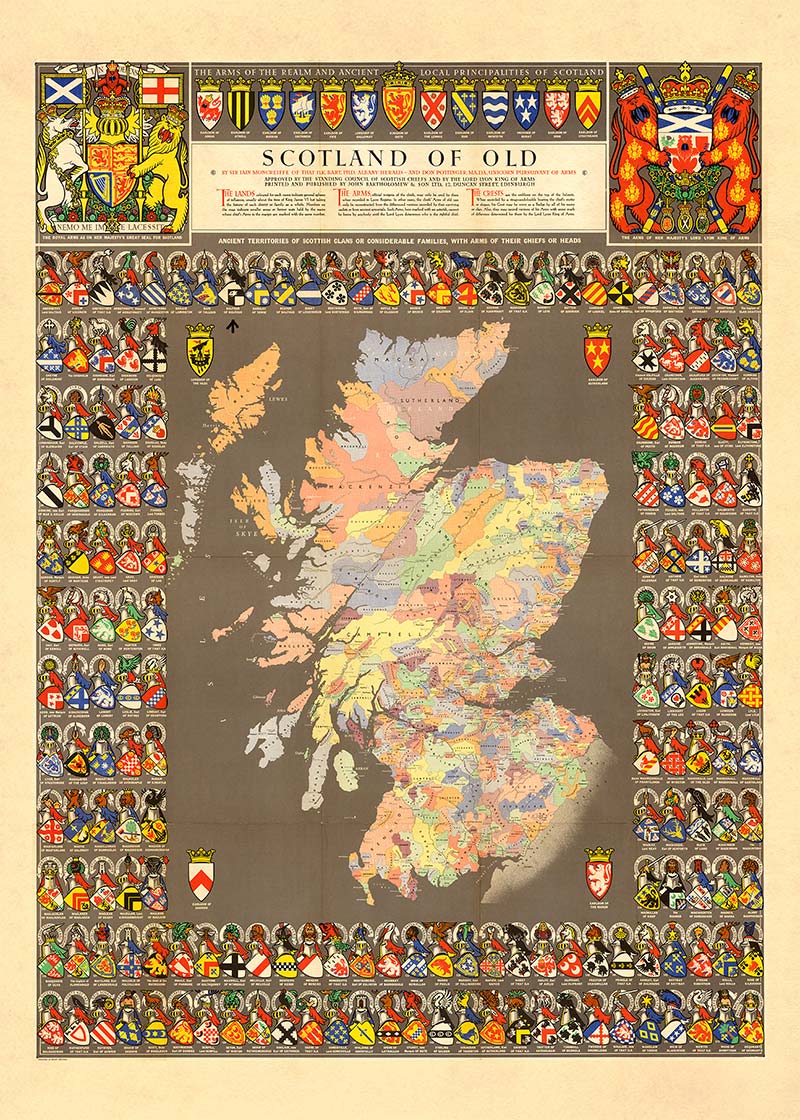 1975 Map of Scotland of Old 50x70cm Matte Clearance Print