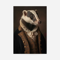 Gentleman Badger Animal Portrait Print