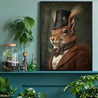Red Squirrel Gentleman Animal Portrait Print