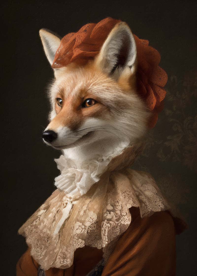 Fox Lady Animal Portrait Print 21x30cm Matte Clearance Print