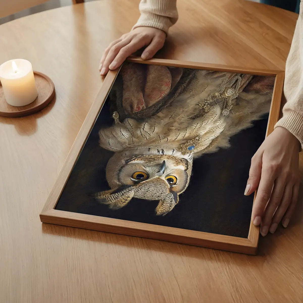 Owl Lady Animal Bird Portrait Print