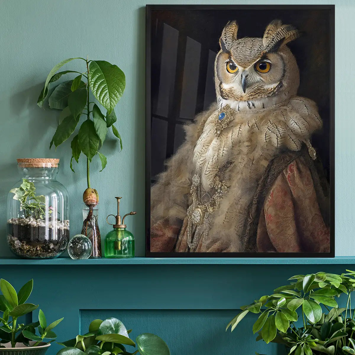 Owl Lady Animal Bird Portrait Print