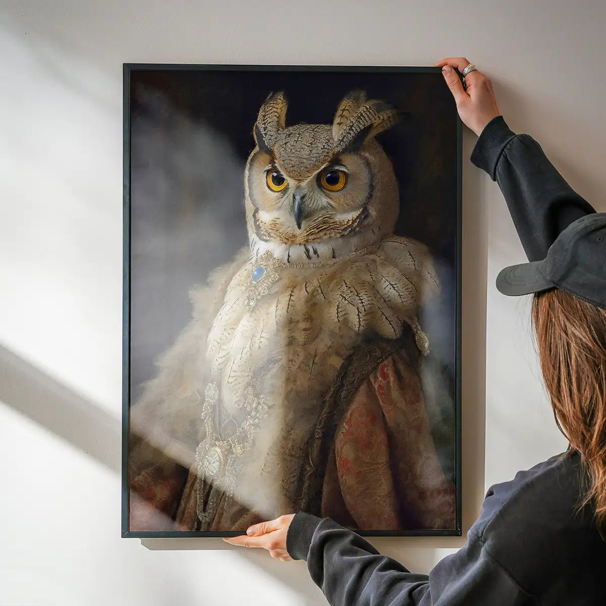 Owl Lady Animal Bird Portrait Print