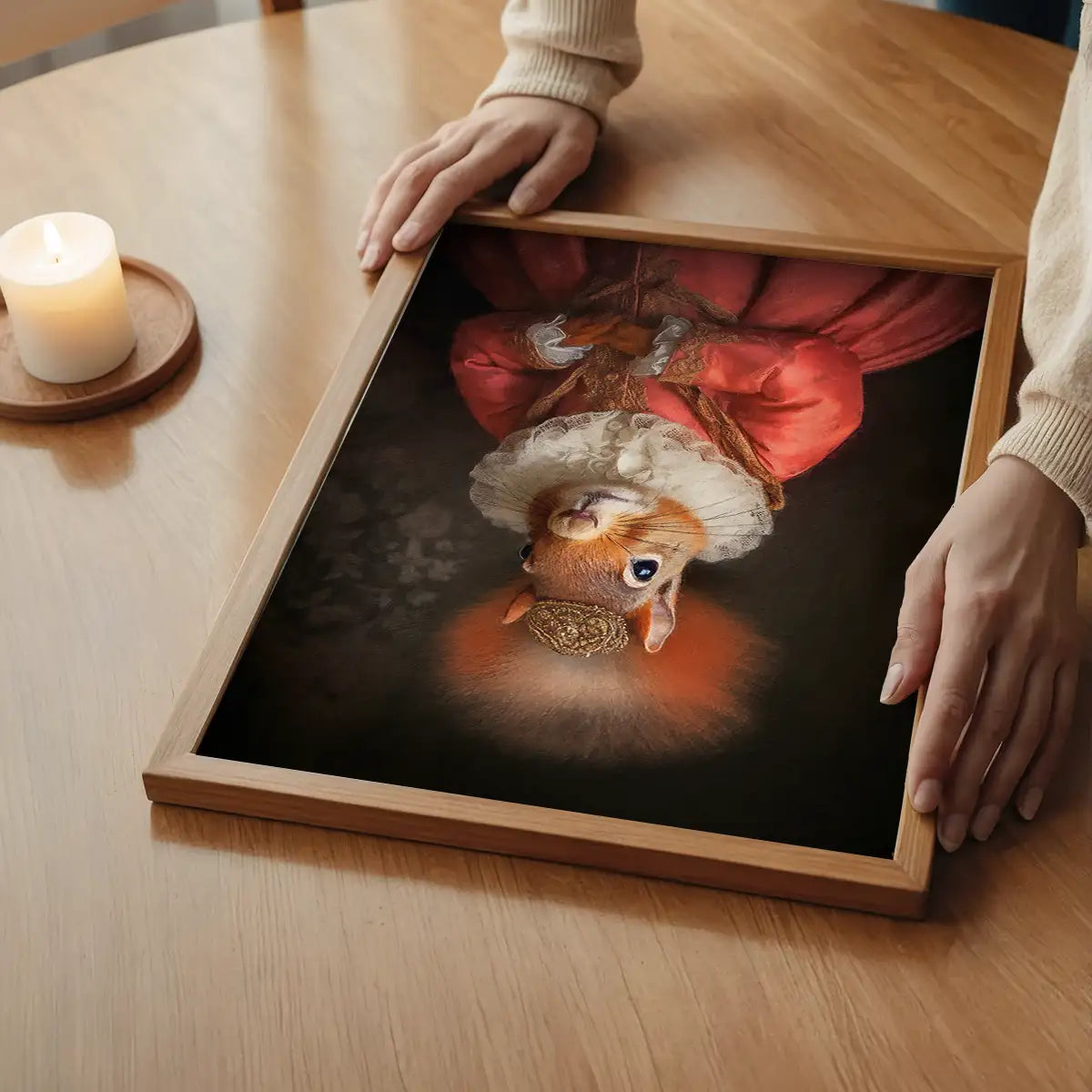 Red Squirrel Lady Animal Portrait Print