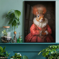 Red Squirrel Lady Animal Portrait Print