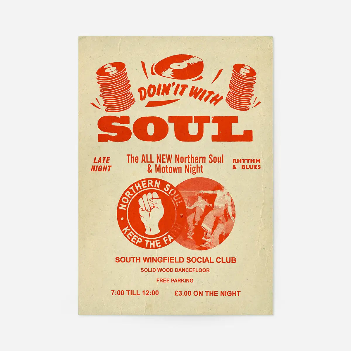 Northern Soul Motown Music Poster Orange Print