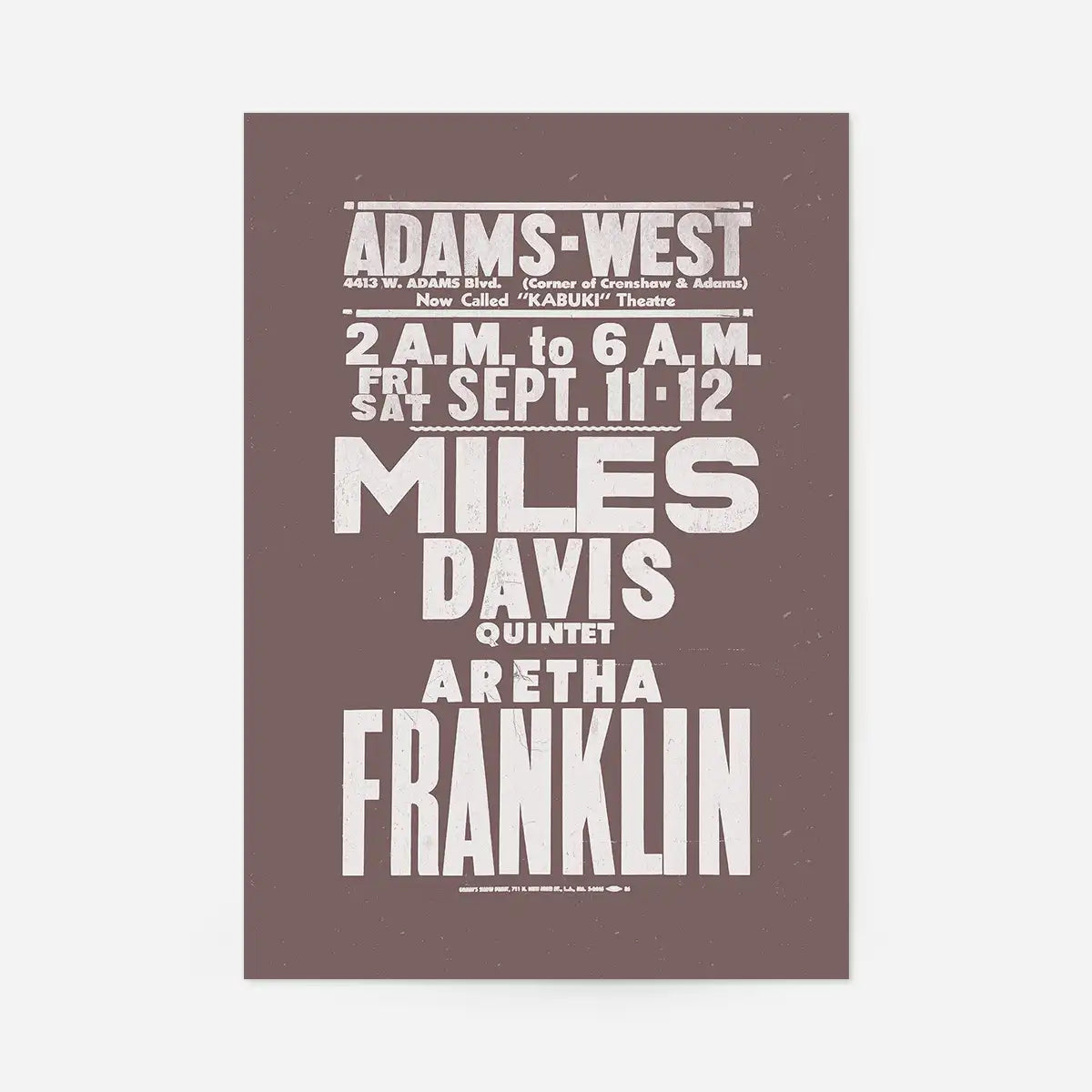 Miles Davis & Aretha Franklin Concert Poster Print