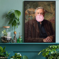 David Attenborough Blowing Bubblegum Portrait Print