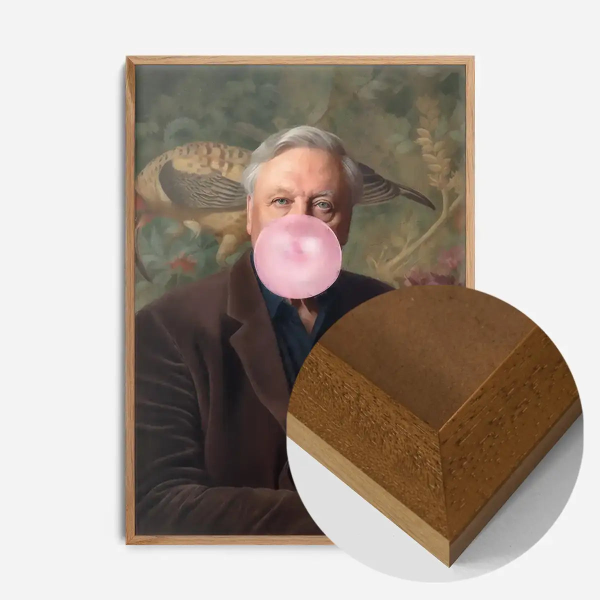 David Attenborough Blowing Bubblegum Portrait Print
