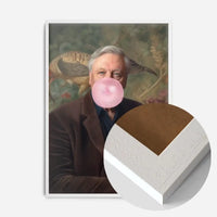 David Attenborough Blowing Bubblegum Portrait Print