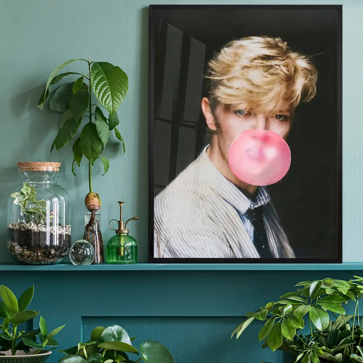 David Bowie Blowing Bubblegum Portrait Print