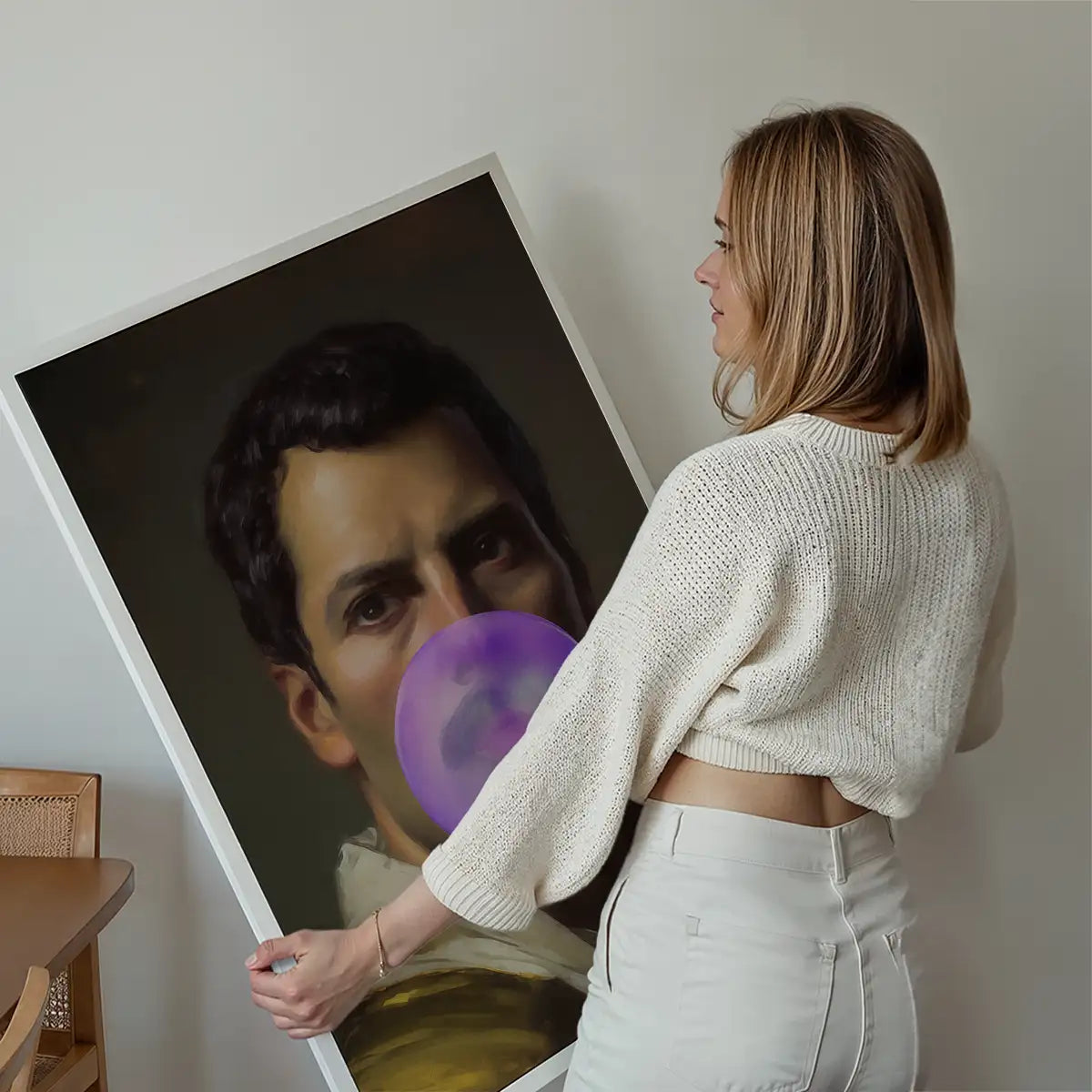 Freddie Mercury Blowing Bubblegum Portrait Print
