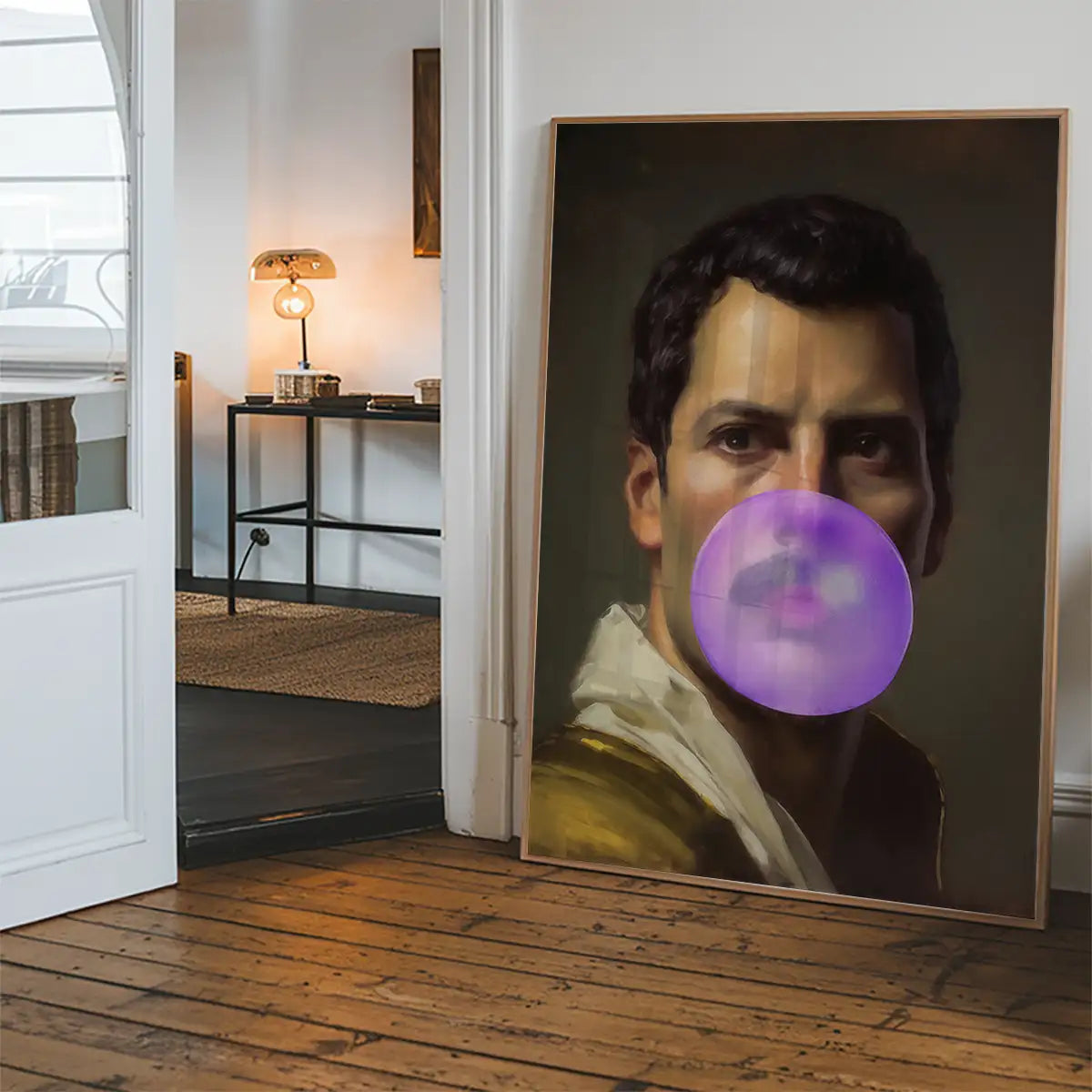 Freddie Mercury Blowing Bubblegum Portrait Print