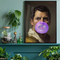 Freddie Mercury Blowing Bubblegum Portrait Print