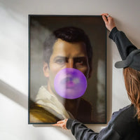 Freddie Mercury Blowing Bubblegum Portrait Print