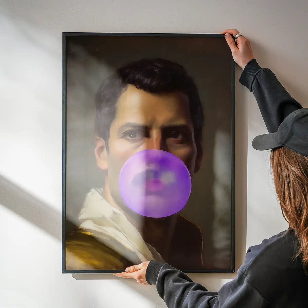 Freddie Mercury Blowing Bubblegum Portrait Print