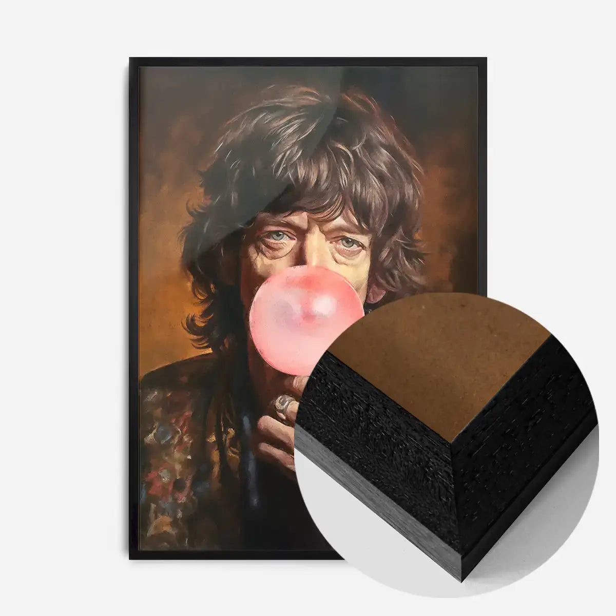 Mick Jagger Blowing Bubblegum Portrait Print