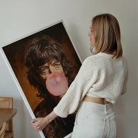 Mick Jagger Blowing Bubblegum Portrait Print