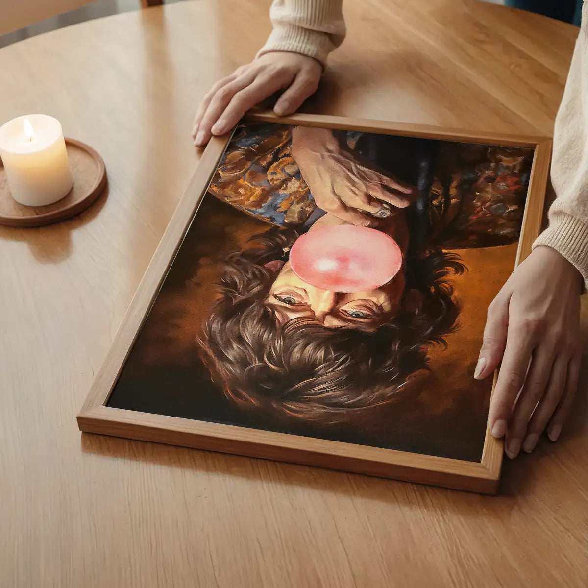 Mick Jagger Blowing Bubblegum Portrait Print