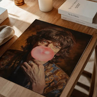 Mick Jagger Blowing Bubblegum Portrait Print
