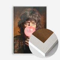 Mick Jagger Blowing Bubblegum Portrait Print
