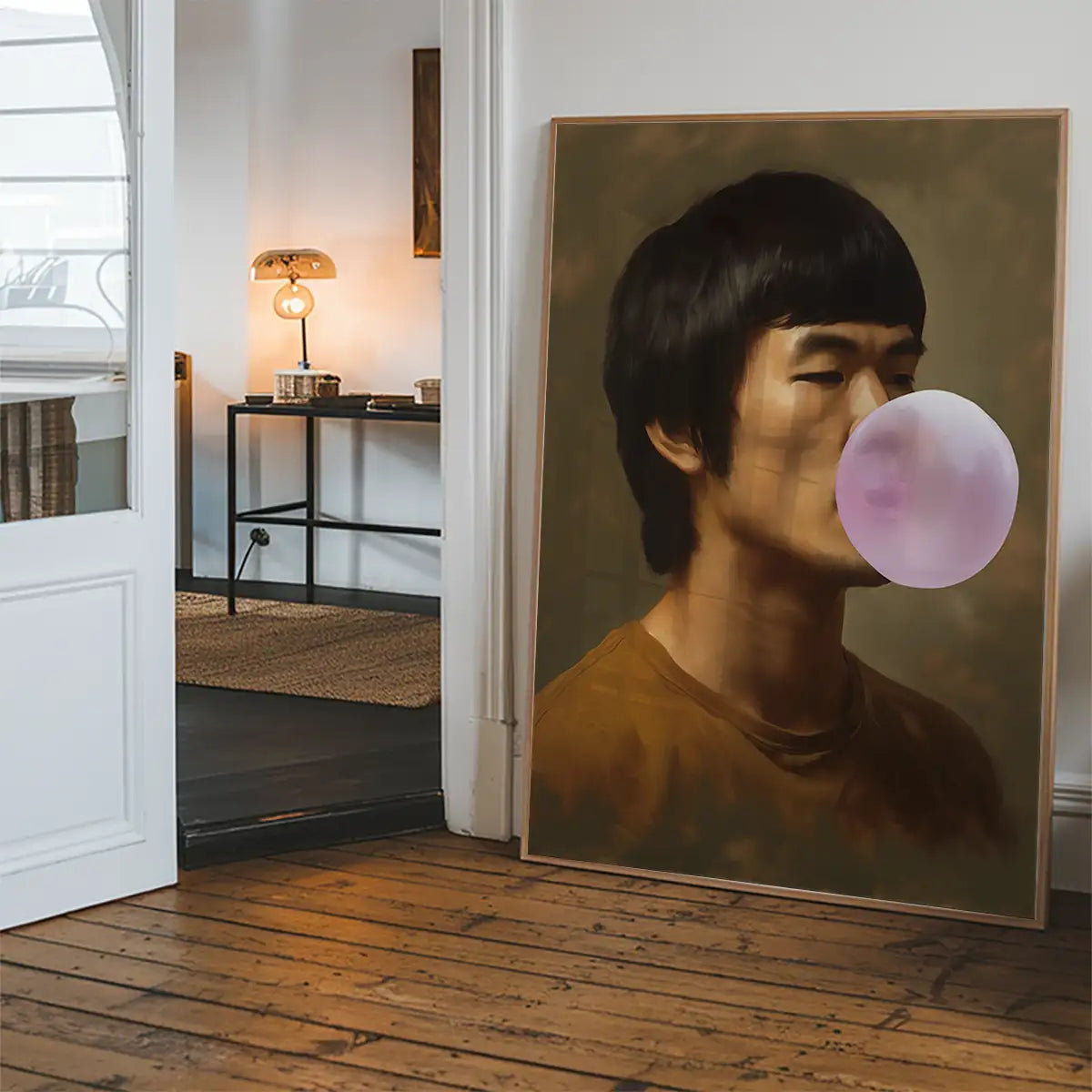 Martial Artist Blowing Bubblegum Portrait Print