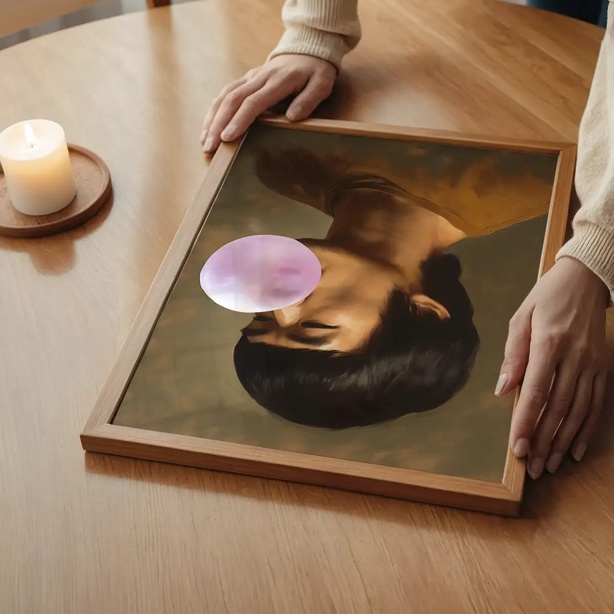 Martial Artist Blowing Bubblegum Portrait Print