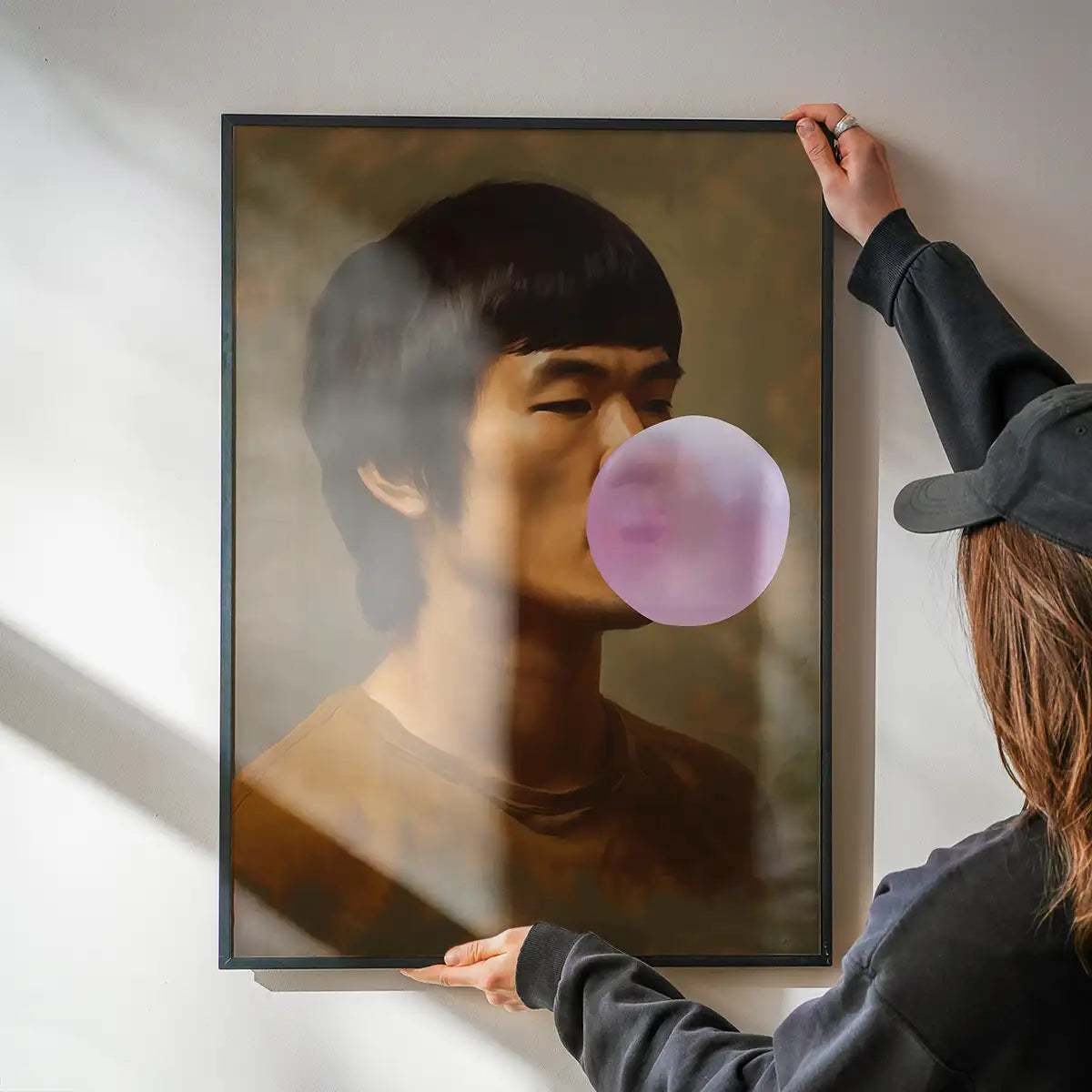 Martial Artist Blowing Bubblegum Portrait Print