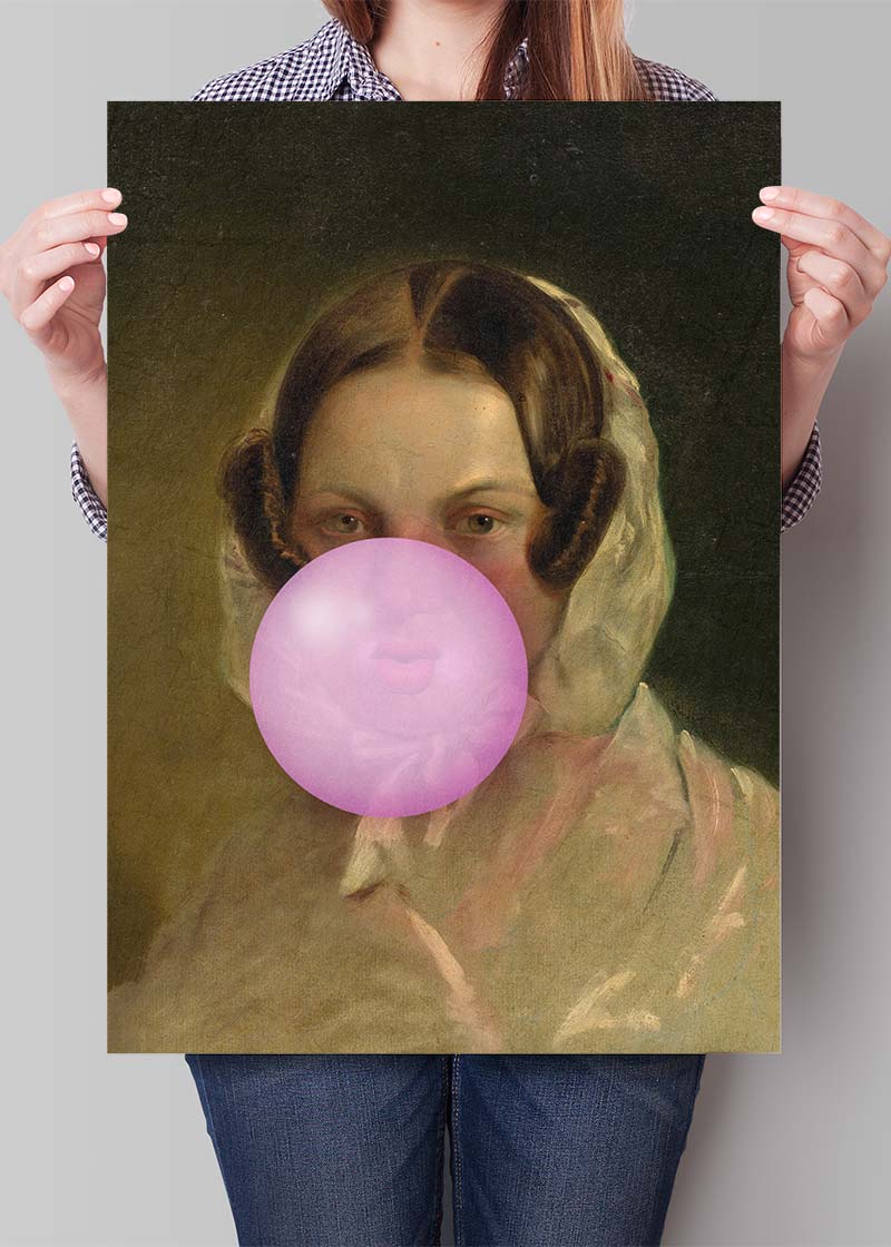 Friedrich von Amerling Lady Bubblegum Portrait Quirky Print