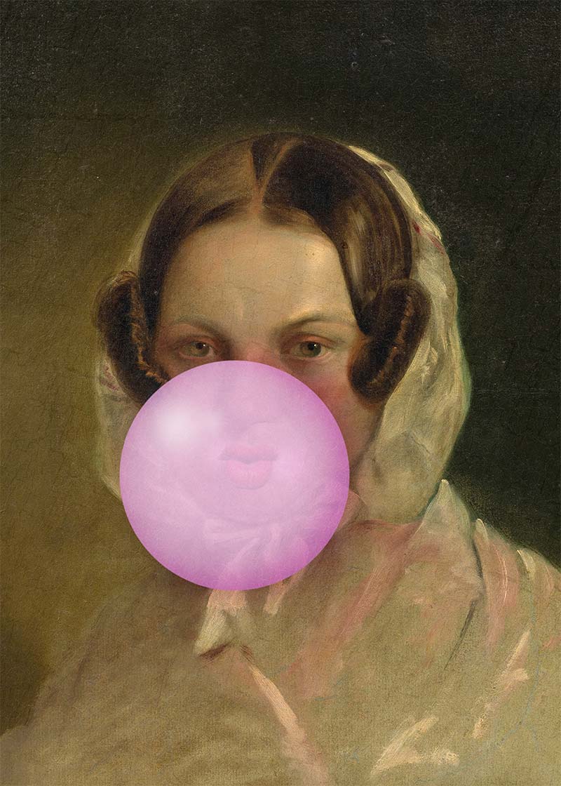 Friedrich von Amerling Lady Bubblegum Portrait Quirky Print