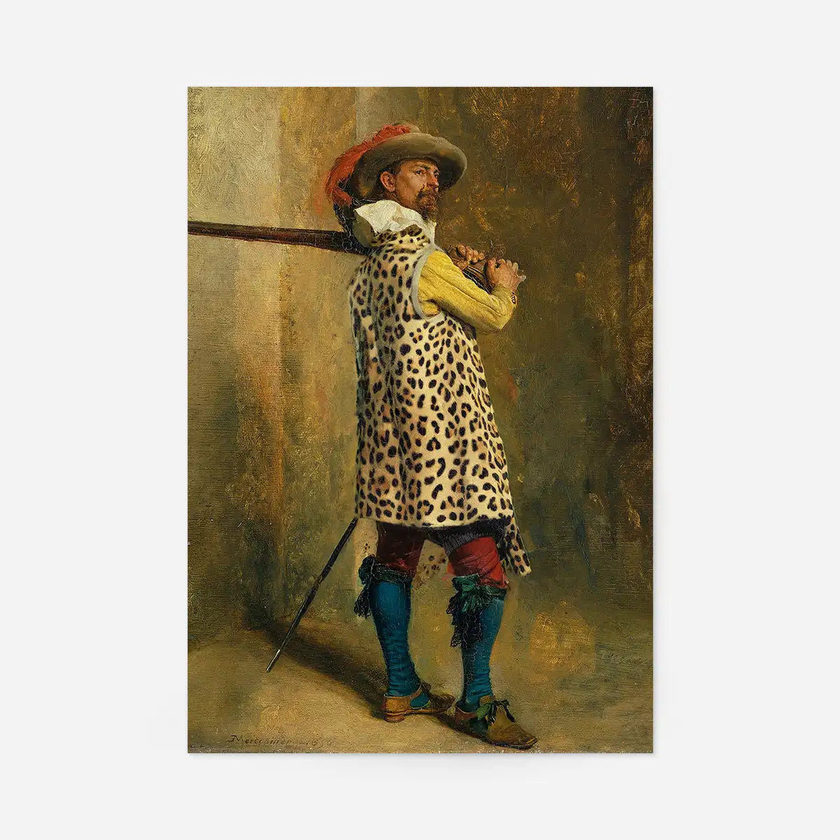 Ernest Meissonier Musketeer Leopard Print Quirky Art Print
