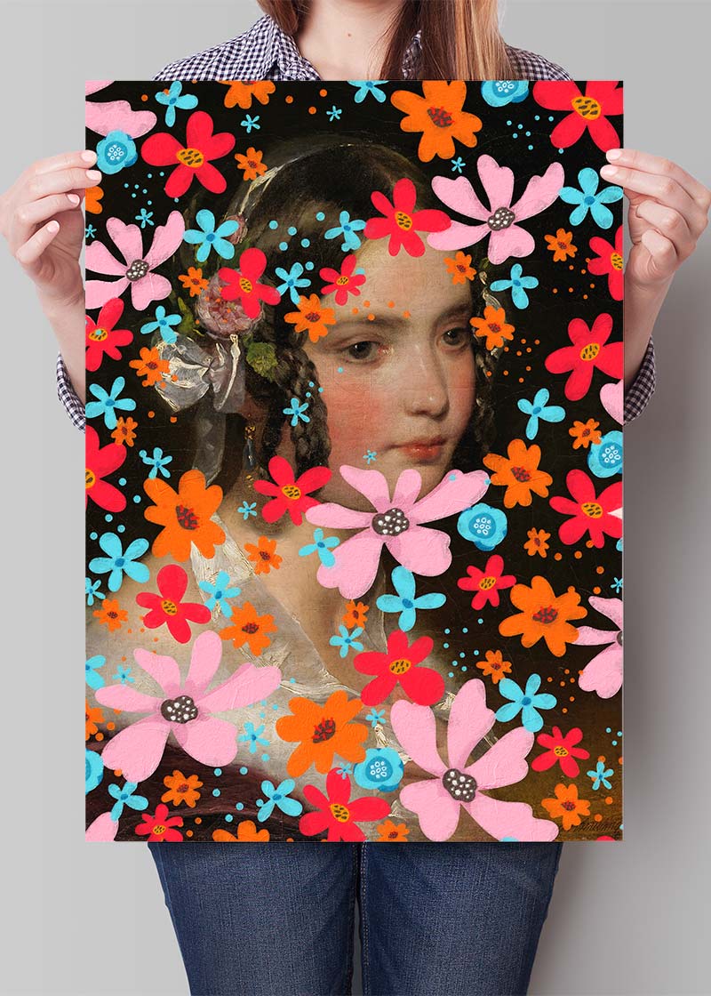 Friedrich von Amerling Flower Girl Funky Art Print