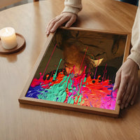 Multicolour Gloopy Paint Drip Funky Male Portrait Print