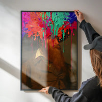 Multicolour Gloopy Paint Drip Funky Male Portrait Print
