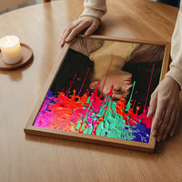 Multicolour Gloopy Paint Drip Funky Female Portrait Print