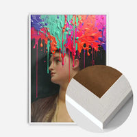 Multicolour Gloopy Paint Drip Funky Female Portrait Print