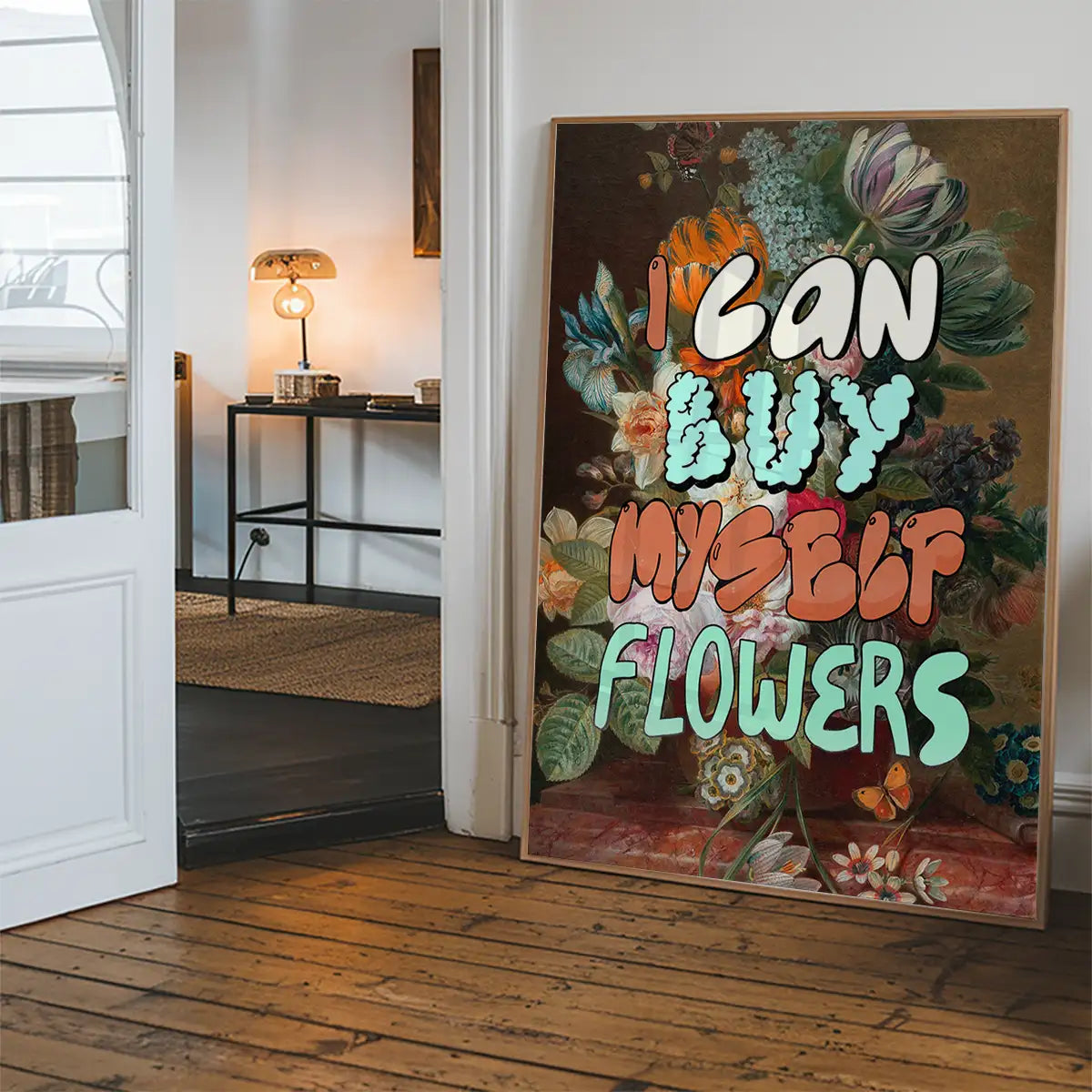 I can buy myself flowers graffiti style lyrics quirky painting print