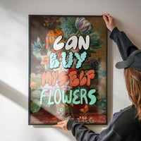 I can buy myself flowers graffiti style lyrics quirky painting print